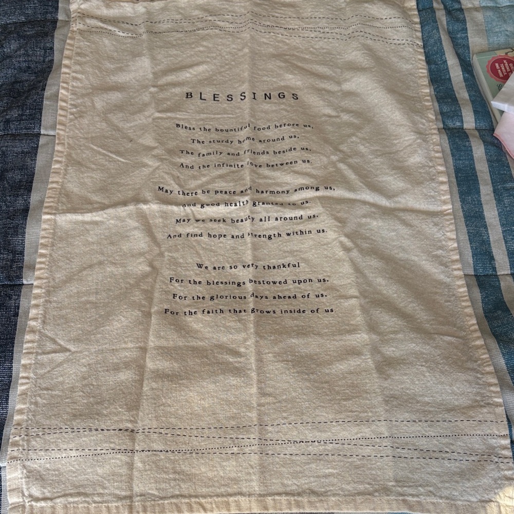 Demdaco Cream Blessings Tea Towel